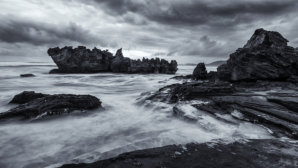 black and white seascape photography